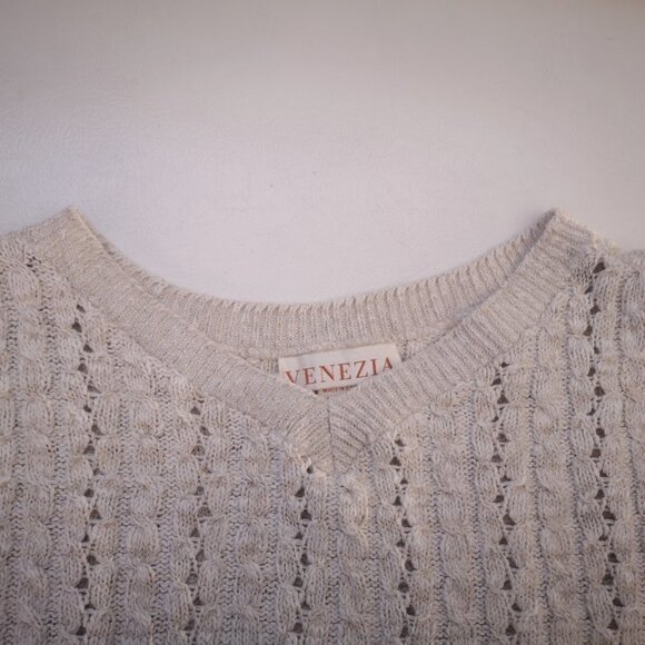 Venezia Ladies Beige Straight Fit Size 22/24 V-neck Tunic / Sweater - Picture 4 of 10